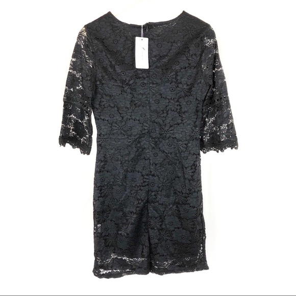 (I1-03) Twink Lady Black Lace Small Dress 3/4 Slee - Picture 6 of 6